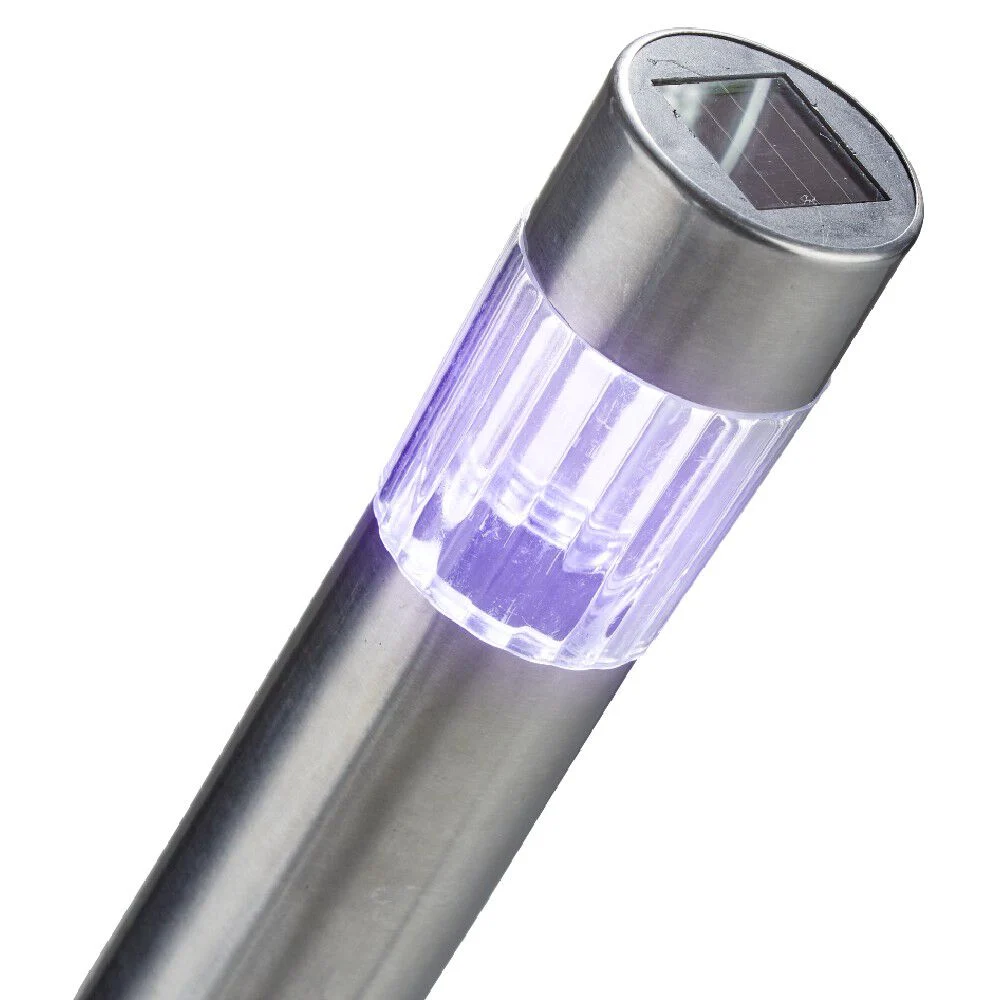 Borne solaire argenté à planter 1 LED blanc froid