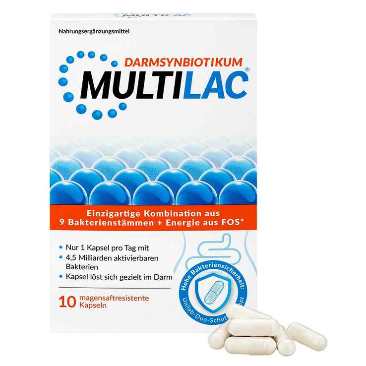 Multilac Synbiotikum magensaftresistent Kapseln, 10 St