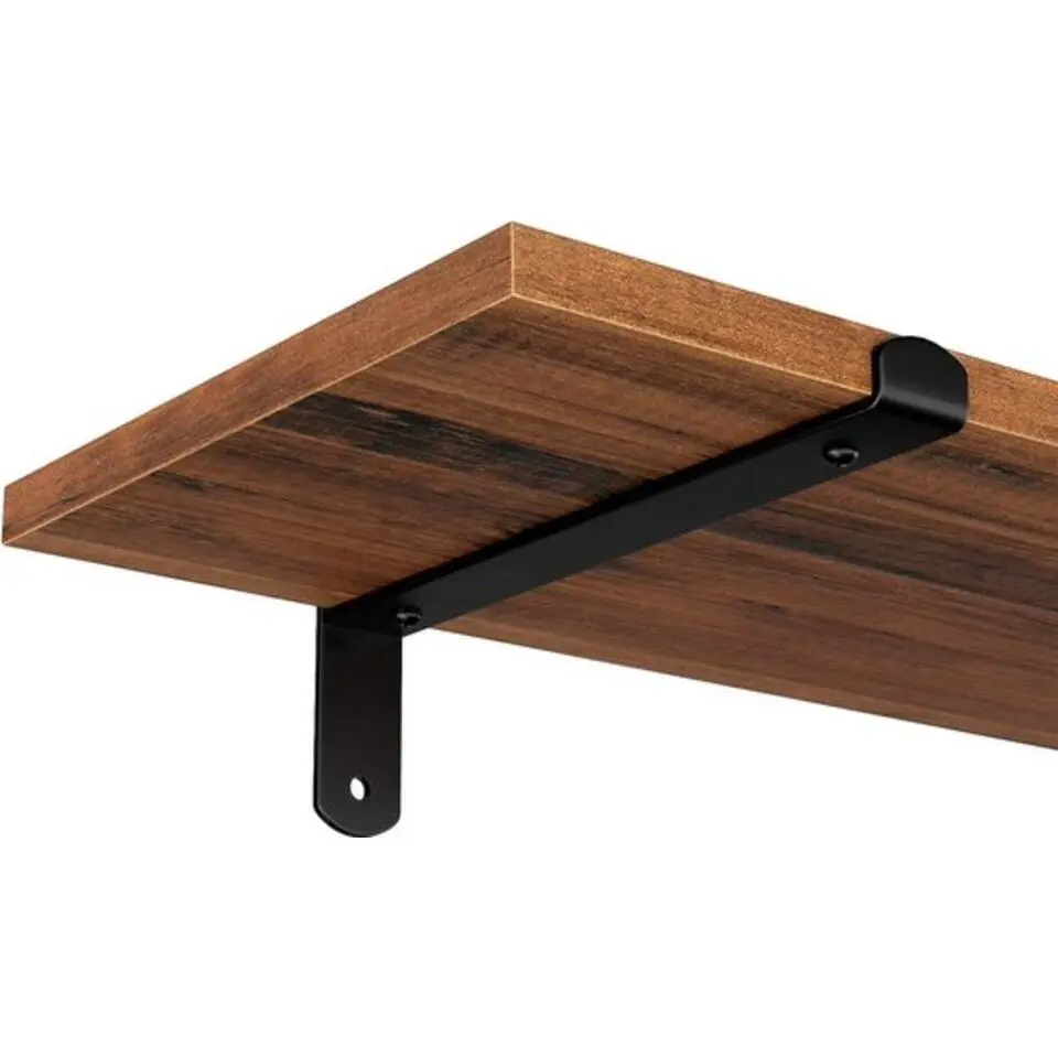 Wandplank, set van 2, 60 x 20 x 7 cm, zwevende plank, bruin-zwart
