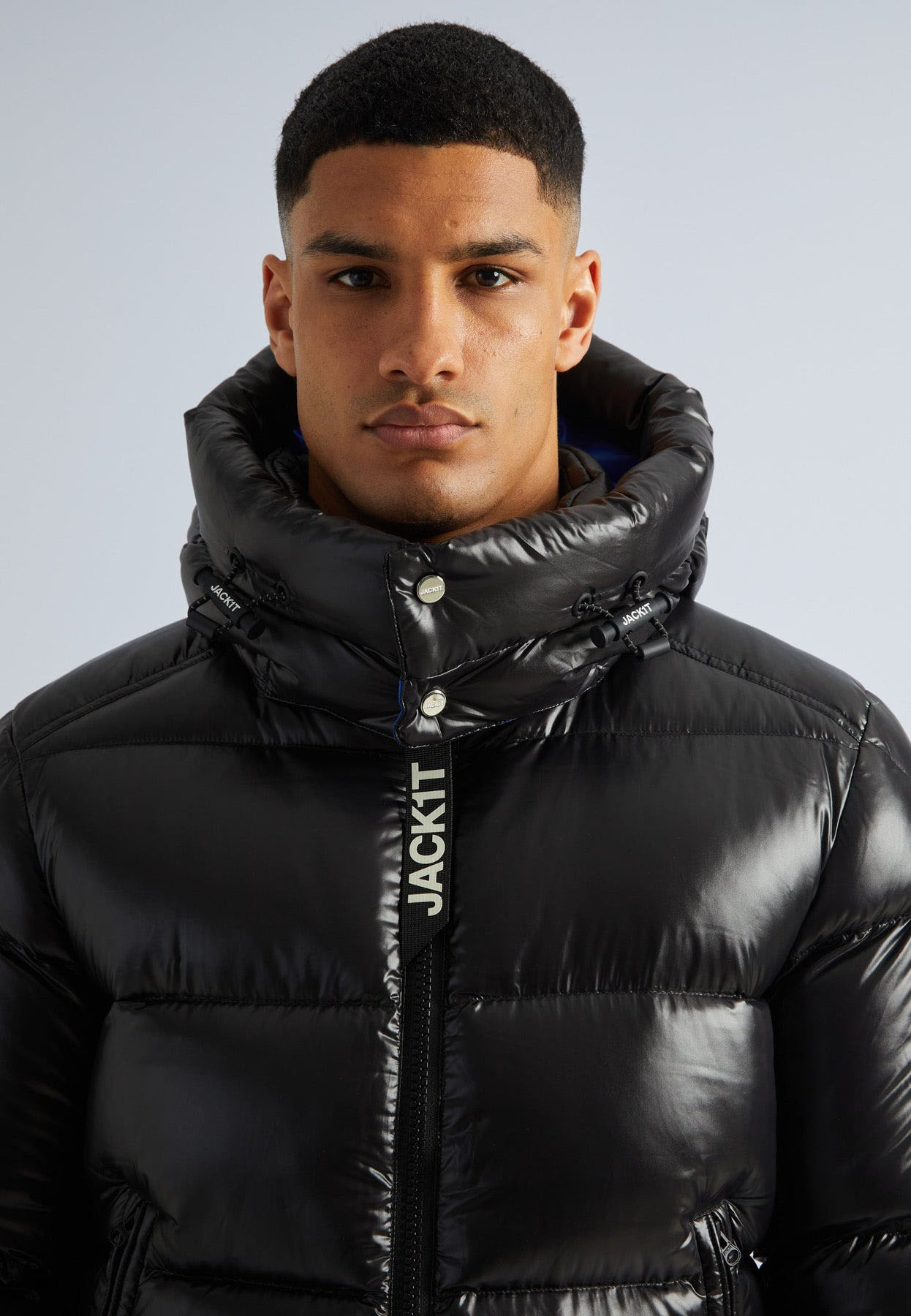 EZ Puffer Slick Hood Herre Black/Glacier Blue