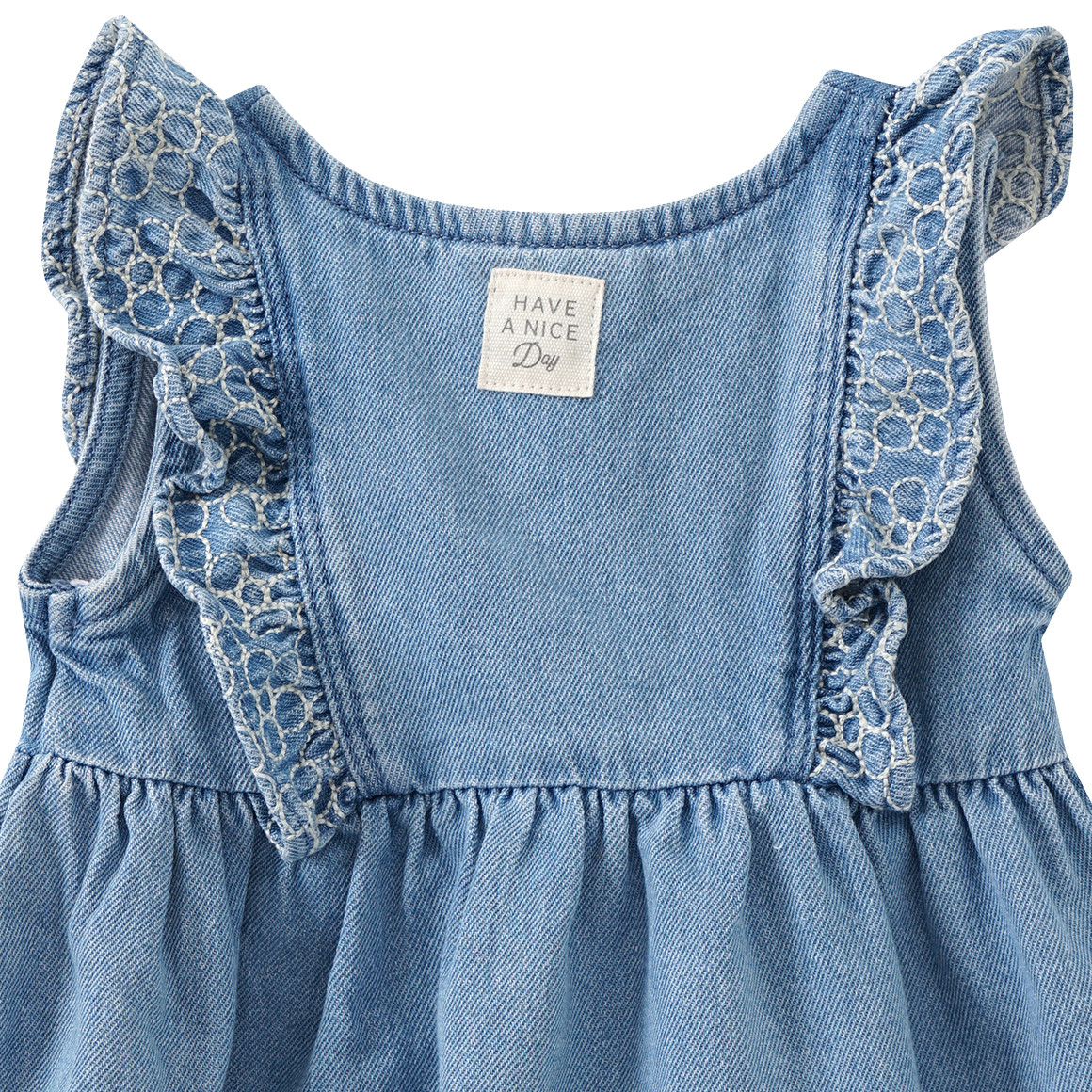 Topomini Pure Collection Baby Jeanskleid aus Bio-Baumwolle hellblau