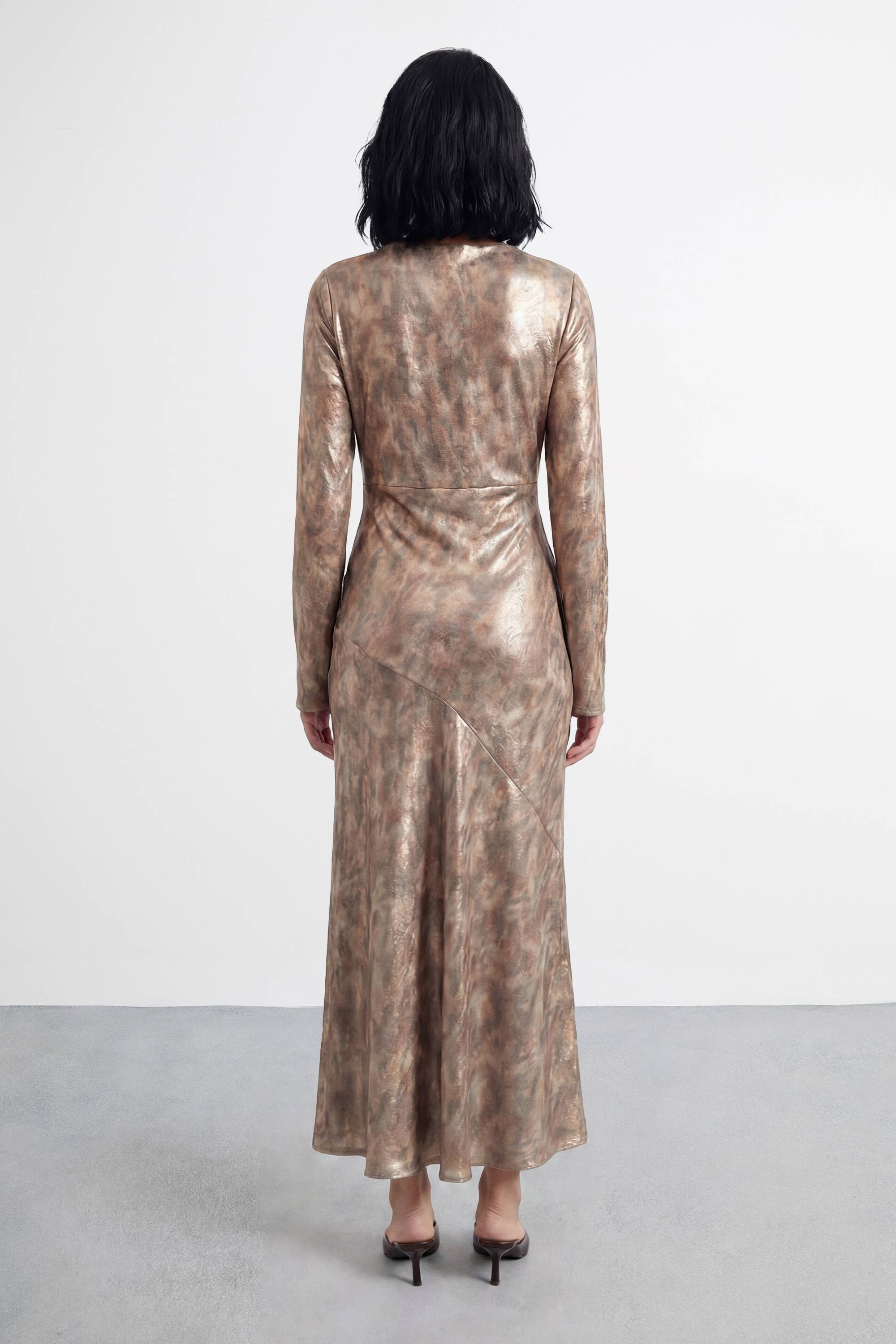 Warehouse Robe Midi En Biais À Détail Torsadé Et Découpe Métallisée