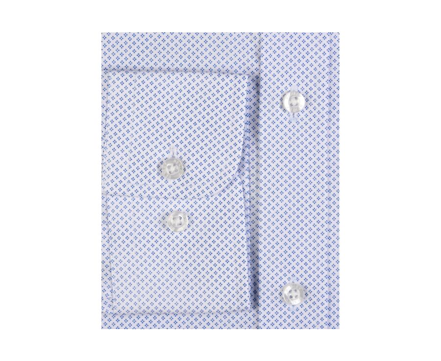 Chemise blanche imprimée motifs bleus - Col français - ALPHONSE
