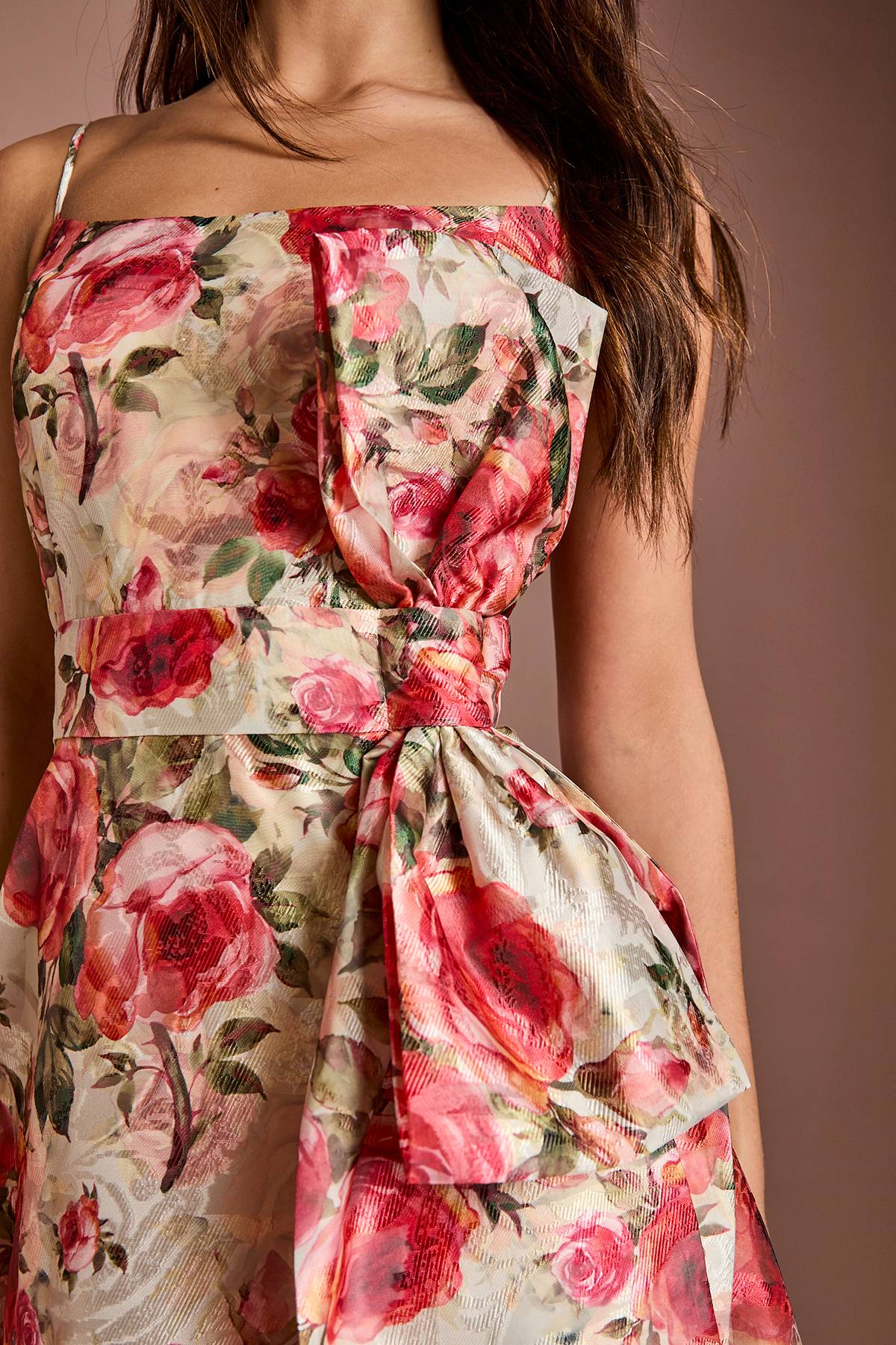 Coast Robe Midi Imprimée à Bretelles avec Détail Nœud
