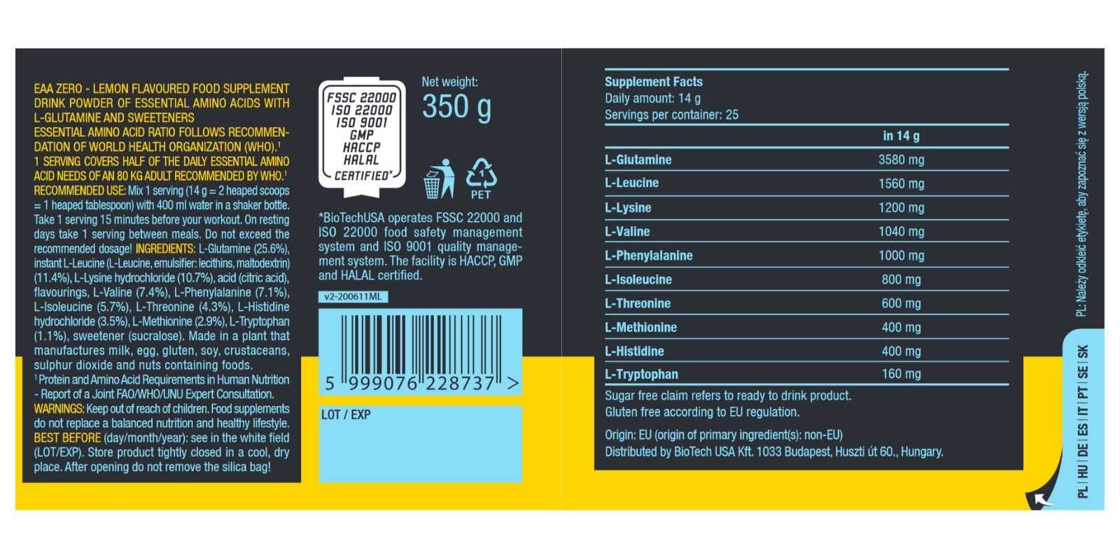 Biotech USA EAA Zero 350 g