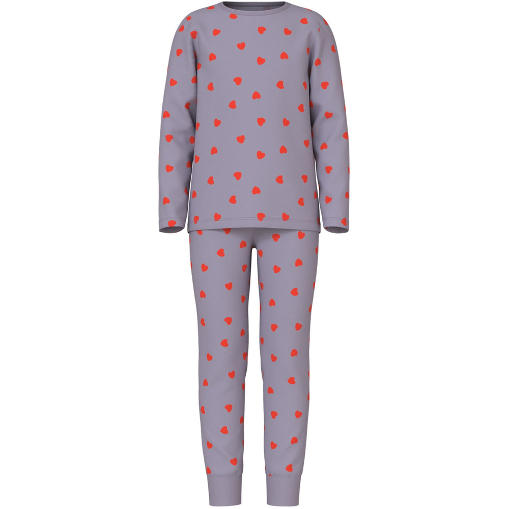Køb Name It Lavender Gray Nkfnightset Lavender Hearts Noos
