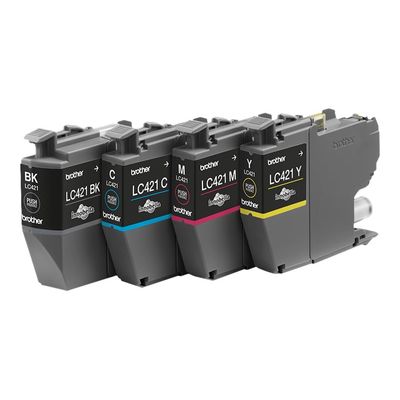 Brother LC421 - pack de 4 - noir, jaune, cyan, magenta - cartouche d'encre originale