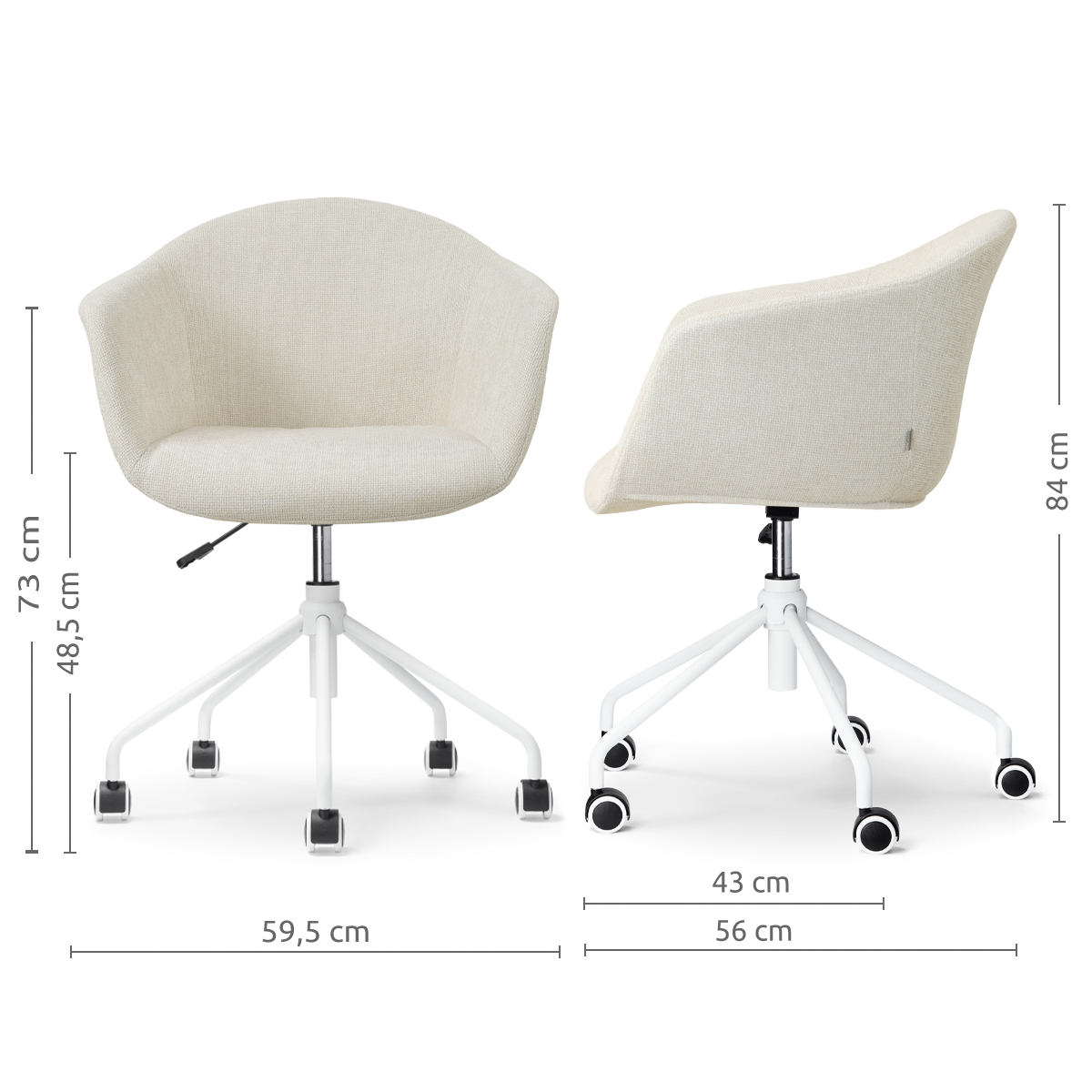 Bureaustoel Nout-Otis wit onderstel cottonbeige