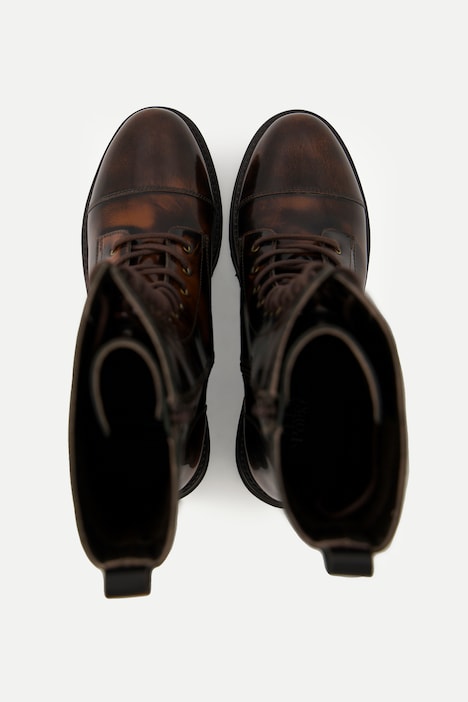 Leder-Schnürboots, Zipper, Wechselfußbett, Weite H