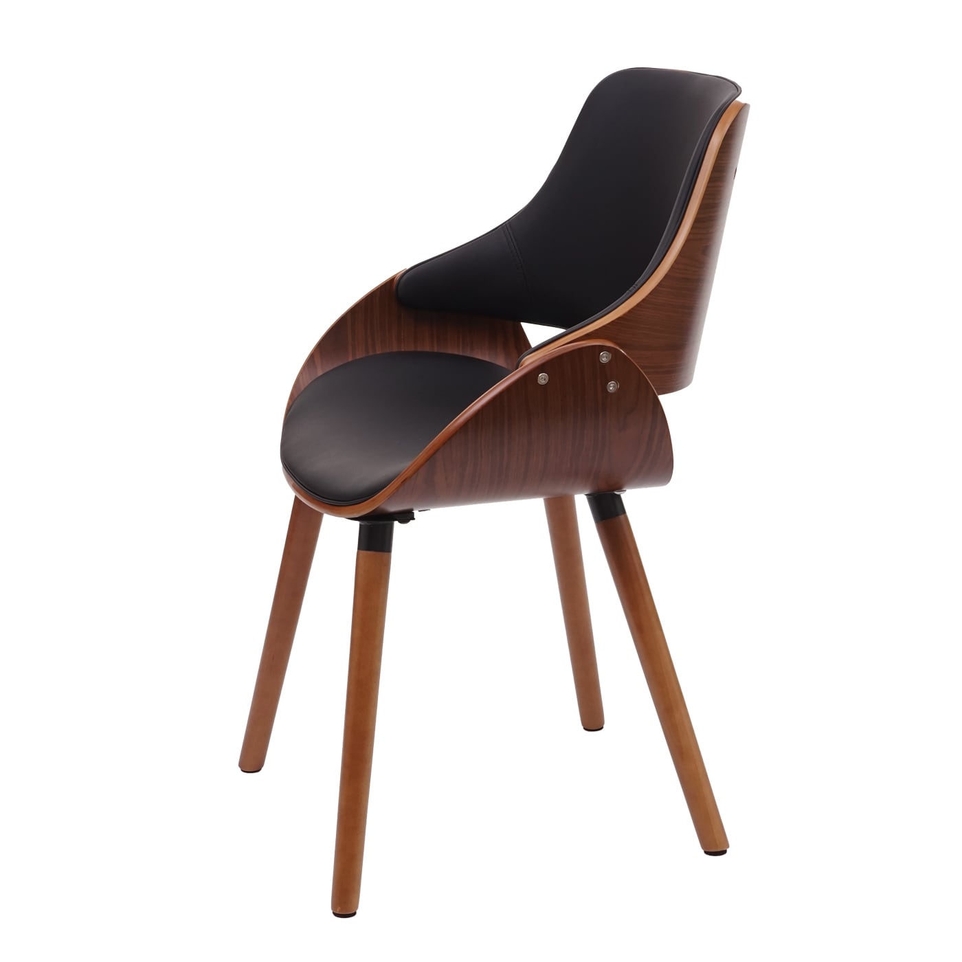 6er-Set Esszimmerstuhl MCW-D23, Küchenstuhl Stuhl, Retro-Design ~ Kunstleder schwarz