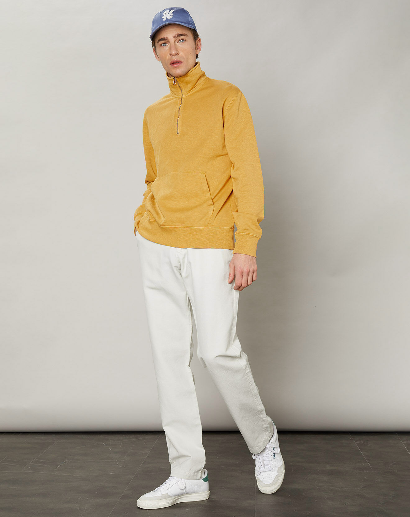 Hartford Sweat Light Half Zip mango