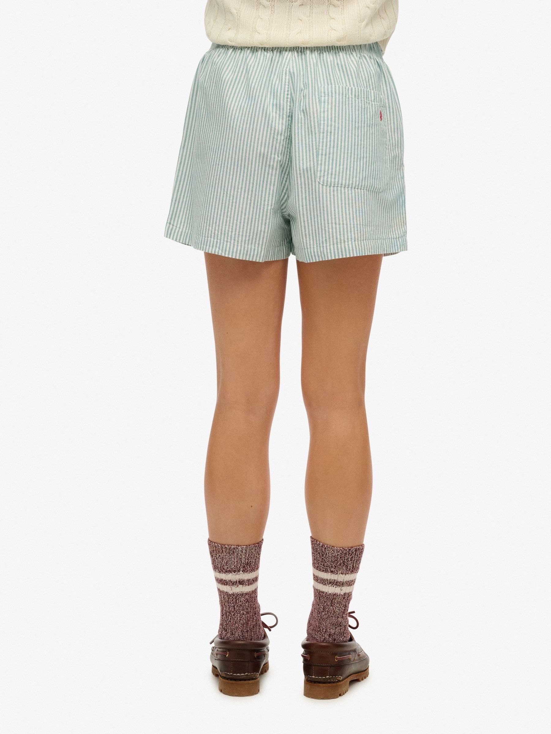 Groen/wit - Superdry Stripe Elastic 100% Cotton Shorts