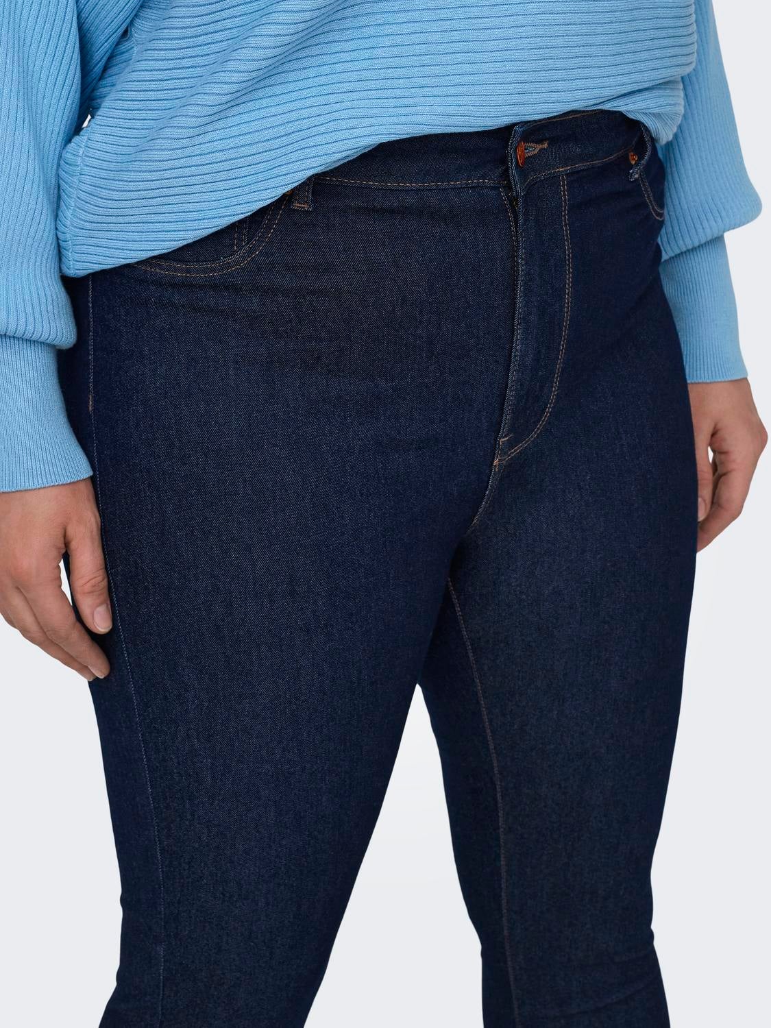 CARMILA-IRIS Hohe Taille Skinny Fit Jeans Dark Blue Denim