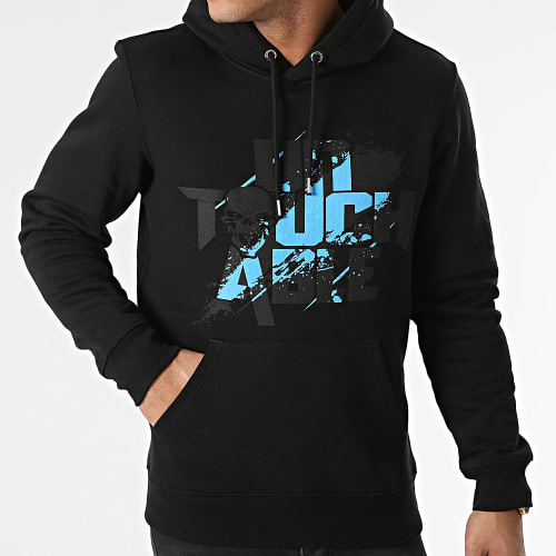 Sweat Capuche Splatter Noir Bleu