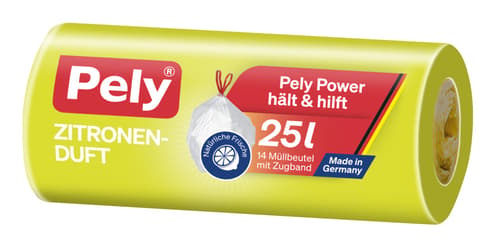Pely® Zugband-Beutel Zitrone-Duft, 25 Liter, 14 Stück