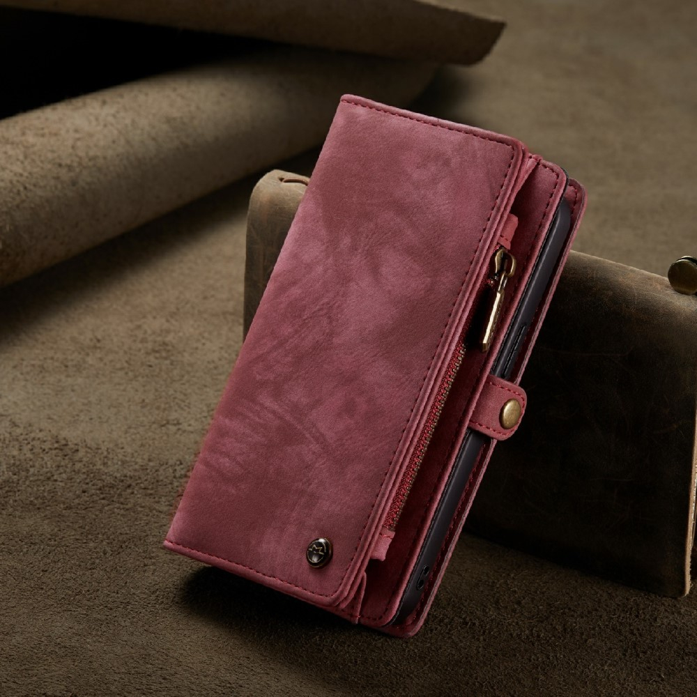 iPhone 13 2in1 Leder Tasche   Magnet Hardcase Karten Etui - Rot
