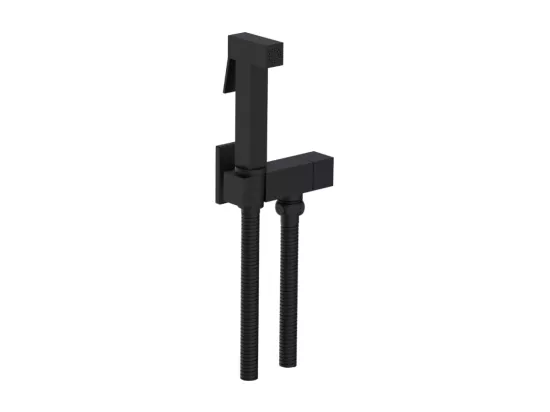 Douchette WC PAINI Cox carrée Noir Mat + support + flexible