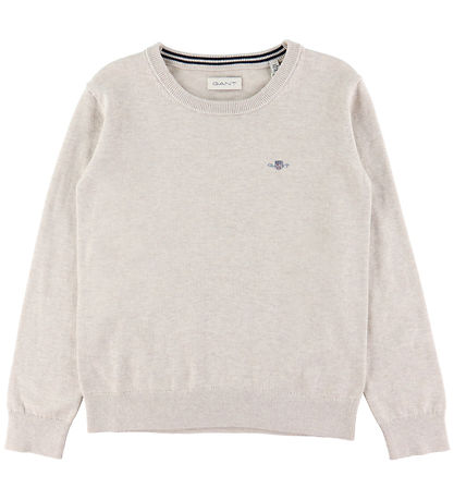 GANT Bluse - Shield Classic+ Cotton C-Ausschnitt - Strick - Ligh