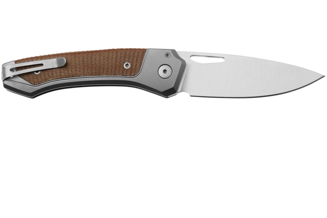 LionSteel Twain TW-GY-CVN Titanium, Natural Canvas Micarta, zakmes, Gianni Pauletta design