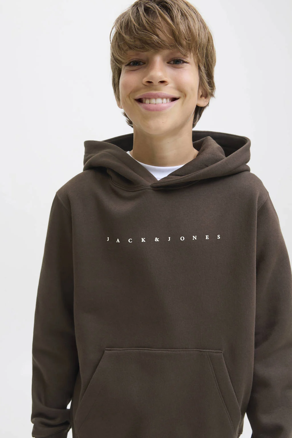 JACK & JONES JUNIOR hoodie donkerbruin
