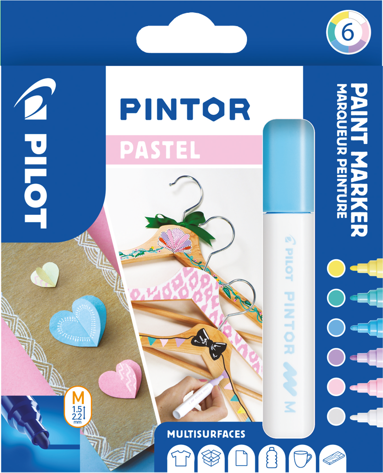 Pilot - Pintor Marker Fine Pastel Mix 6 farver (Medium Tip)