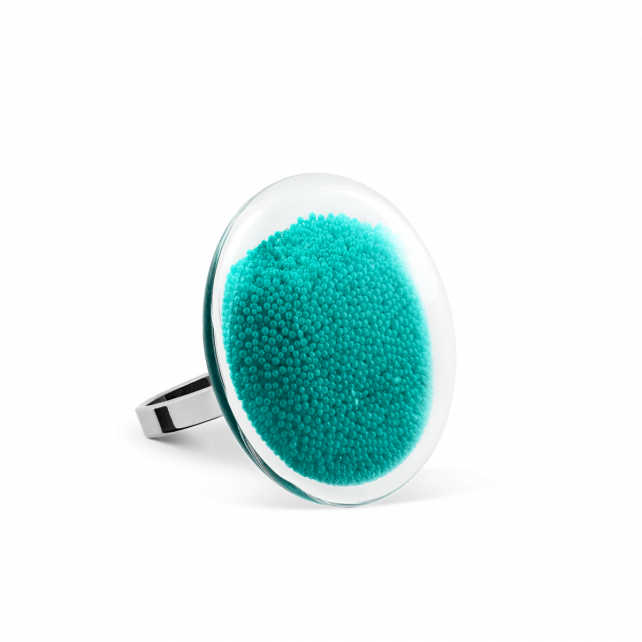 Bague en verre soufflé - Galet Mini Billes