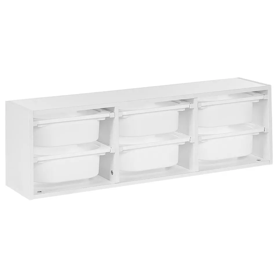 TOBIN - Wandplank met 6 dozen - Wit - Vezelplaat