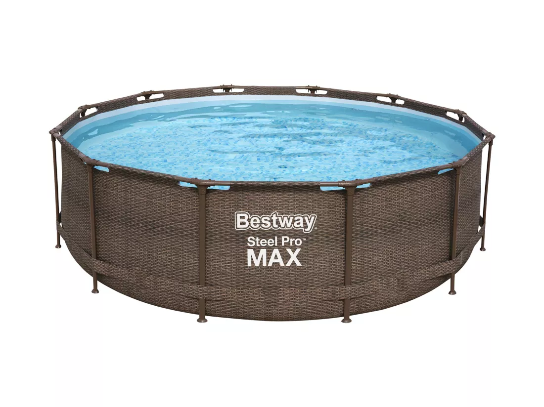 Piscine Hors-Sol Tubulaire Bestway Steel Pro Max Design Rotin 366x100 cm Filtre à Cartouche de 2.006 litres/heure