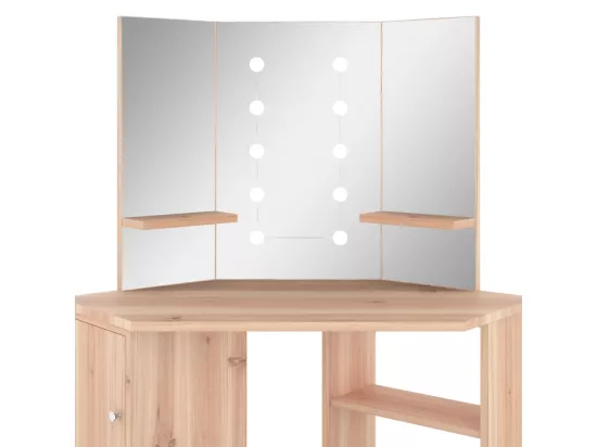 Coiffeuse d'angle avec LED Chêne 111x54x141,5 cm