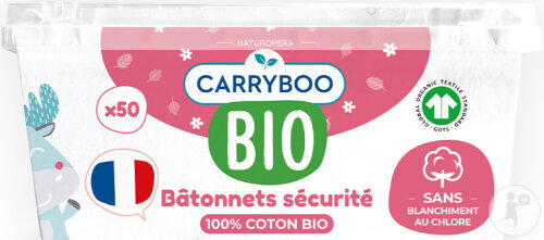 Carryboo Bâtonnets De Sécurité Bébé En Coton Bio 50 Pièces