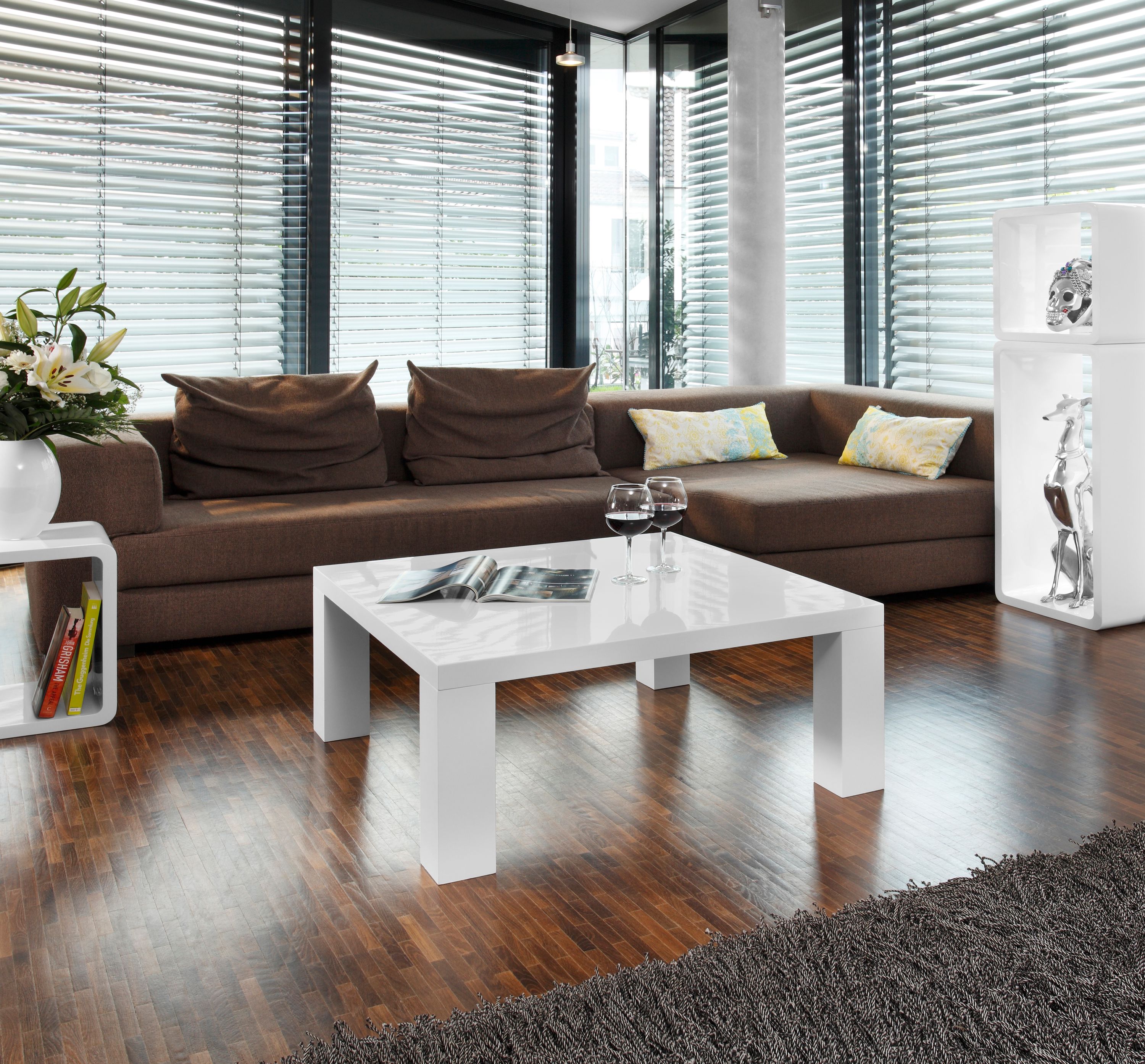 Couchtisch 90x90 hochglanz Beistelltisch Sofatisch Wohnzimmertisch Tisch weiß