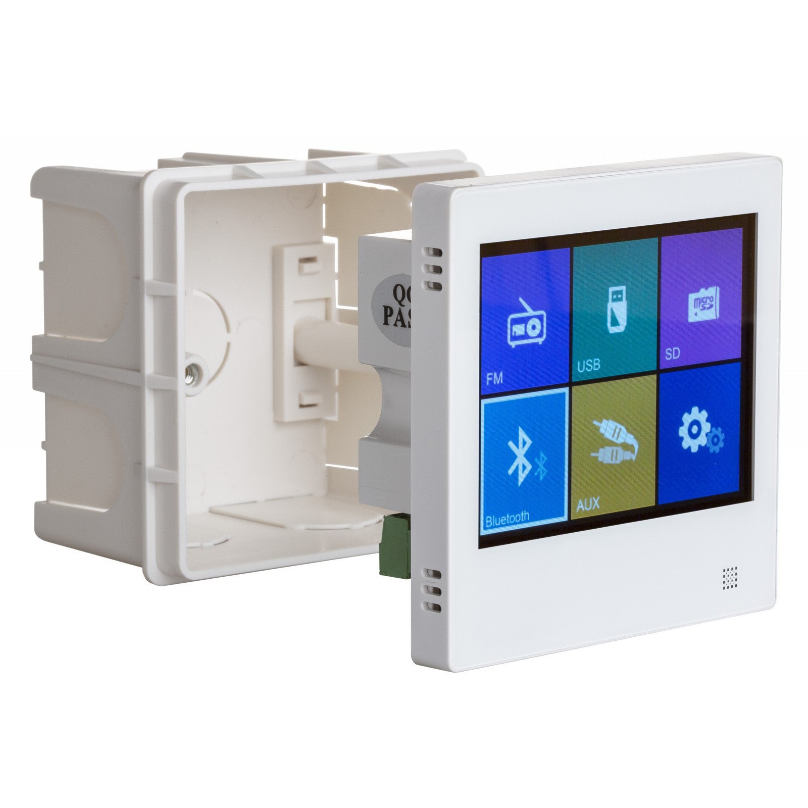 Audiophony WALLAMPtouch 2x10W wandversterker touchscreen SD/BT/USB/FM/AUX + line out