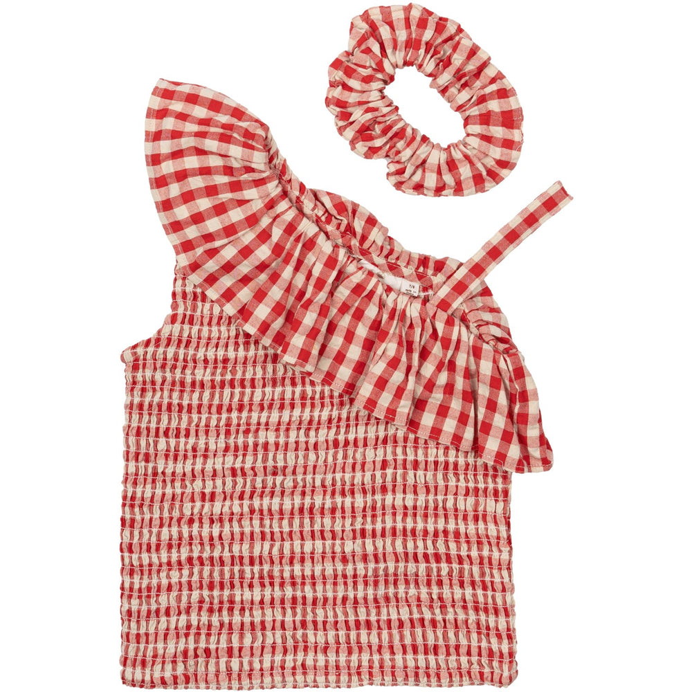 Køb The New Poppy Red Check Nally Kort Top