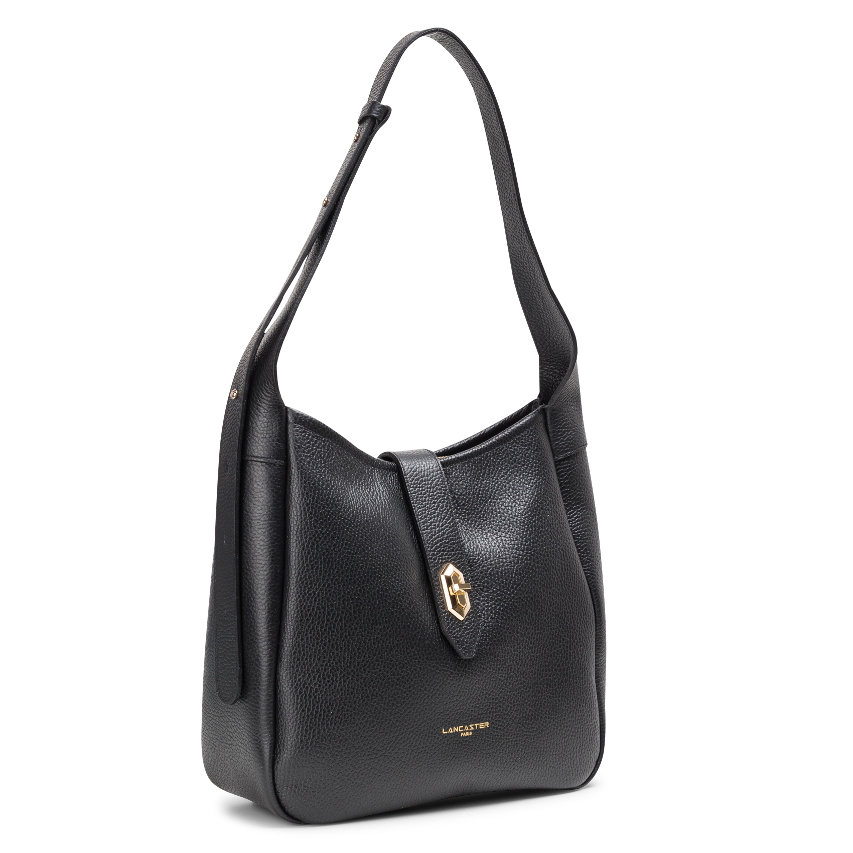 TOP DOUBLE - Sac seau en cuir grainé| Noir