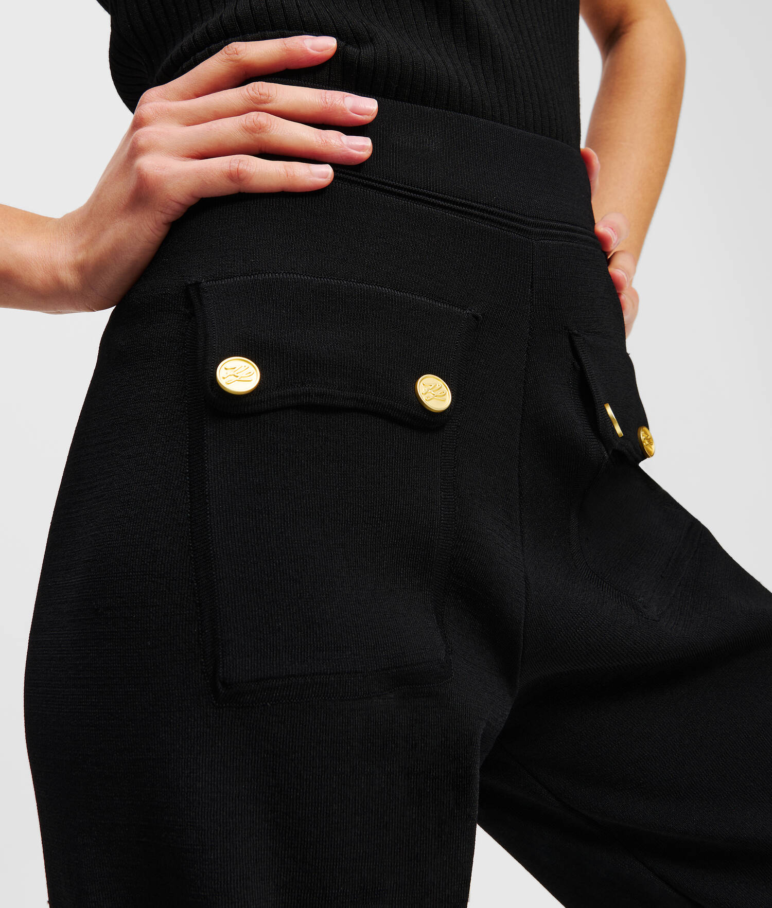 Pantalon avec boutons - Noir