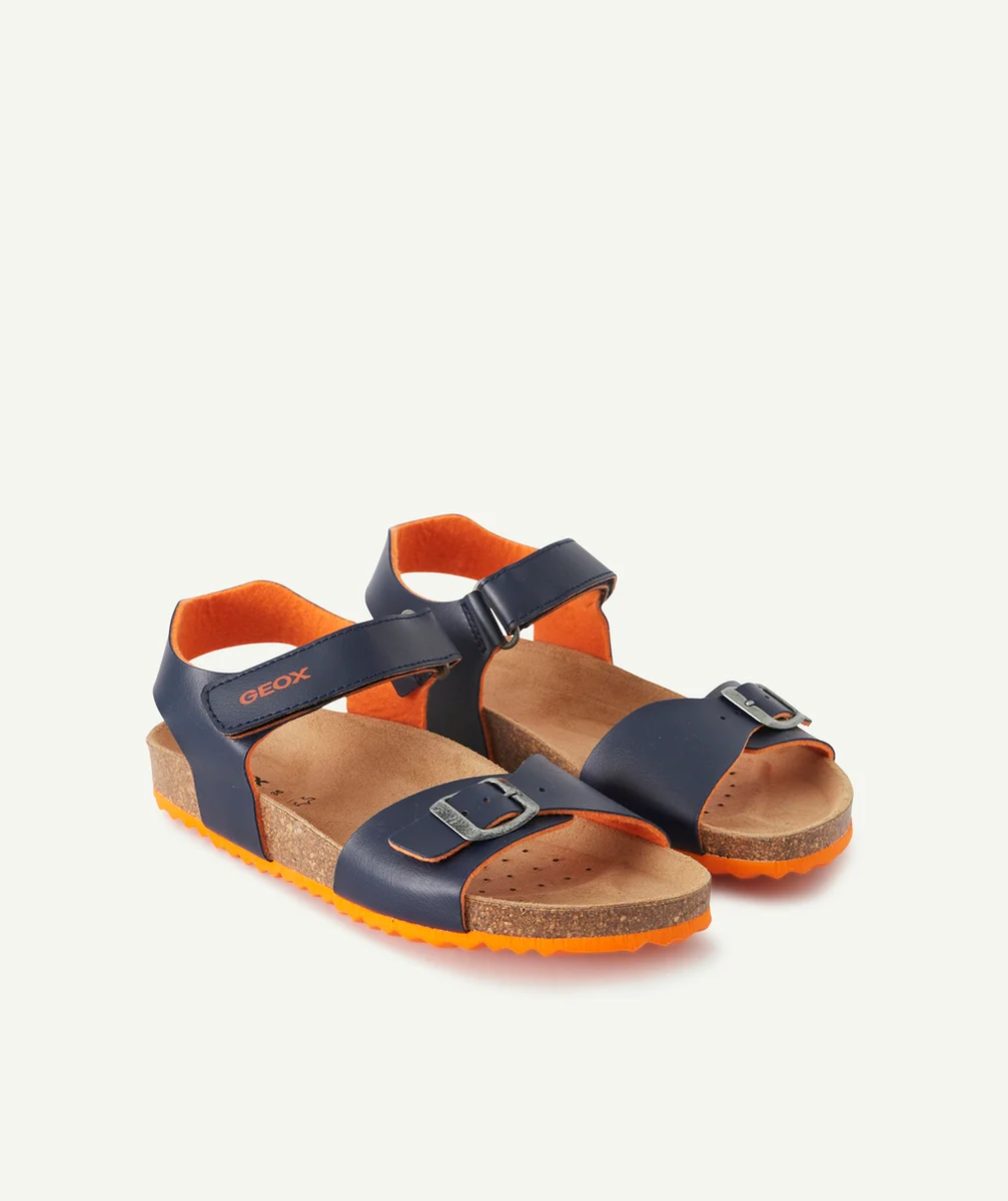 GEOXLES SANDALES BLEU MARINE À SCRATCH AVEC DÉTAILS ORANGE