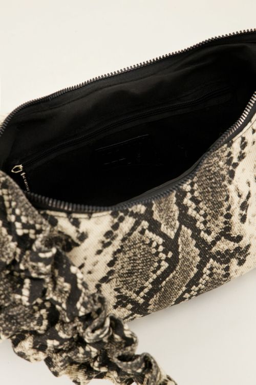 Slangenprint crossbody tas met ruffles