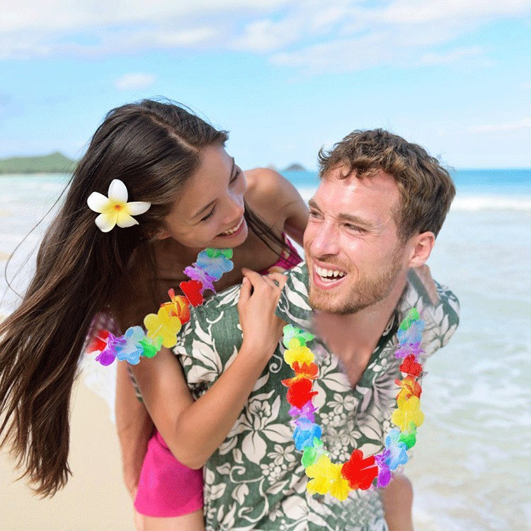 (10er Set) Hawaii Blumen Kette Fotorequisiten Party Accessoires Deko (OneSize) - Bunt