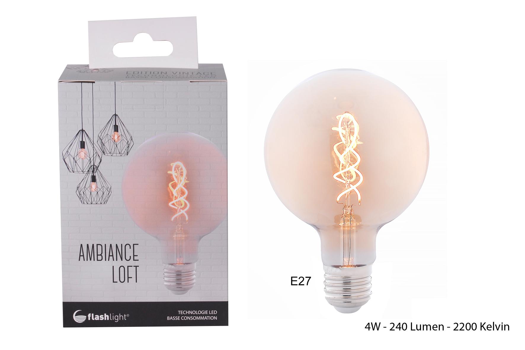 AMPOULE LED FLEX G125 AMBREE E27 4W