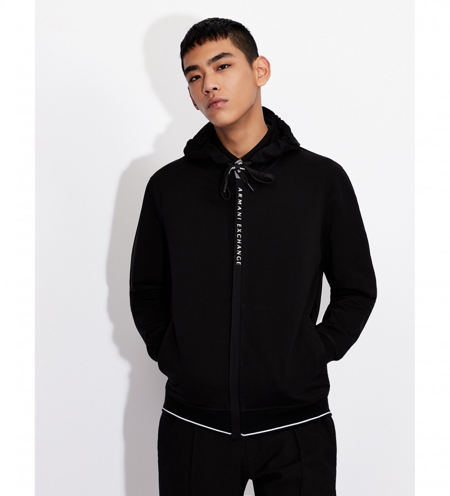 Moletom com Capuz Aberto Armani Exchange Preto