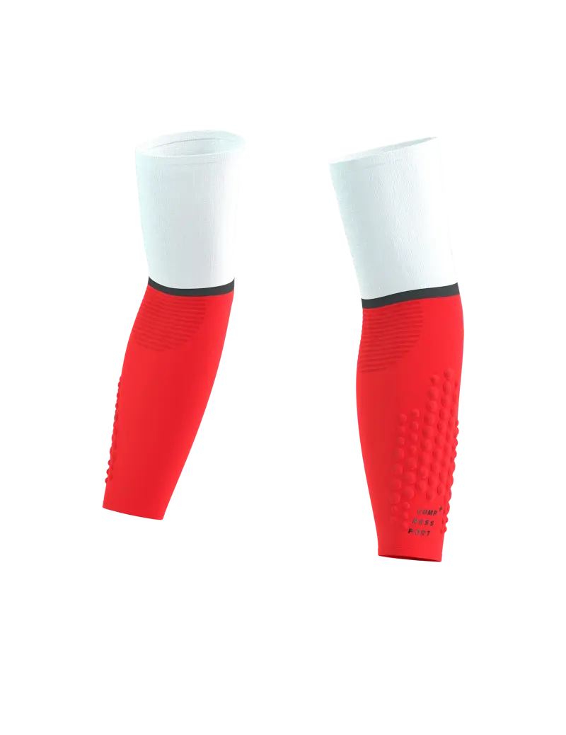 Compressport ArmForce Ultralight Armwarmers Wit/Fluo Rood