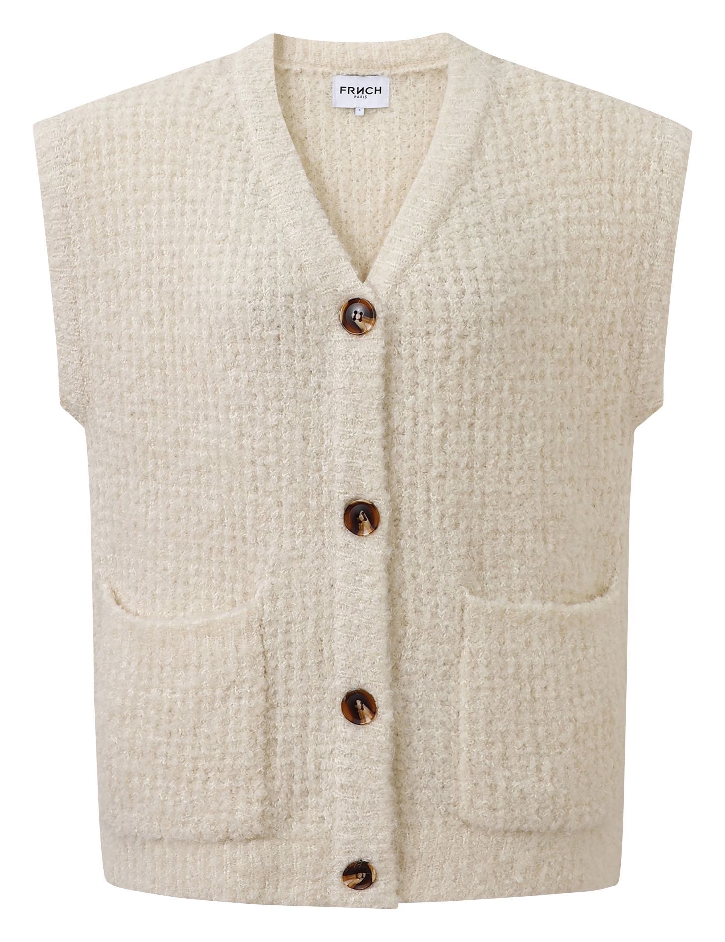 MAGALY - Gilet sans manches en maille bouclette | Beige