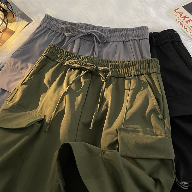 Trimecca - Cargoshorts met trekkoord en effen taille, middelhoge taille