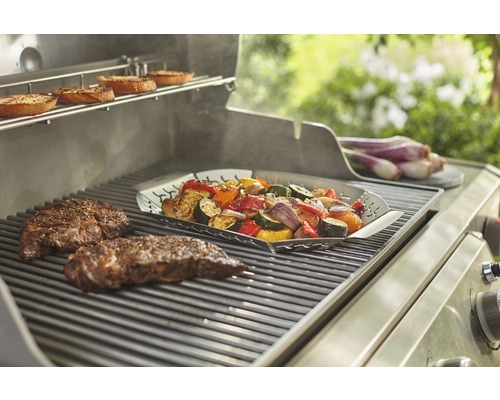 Weber Groentemand, Grillmand, Grote Grillplaat, 36,7 x 26,6 cm, Roestvrij Staal, Zilver