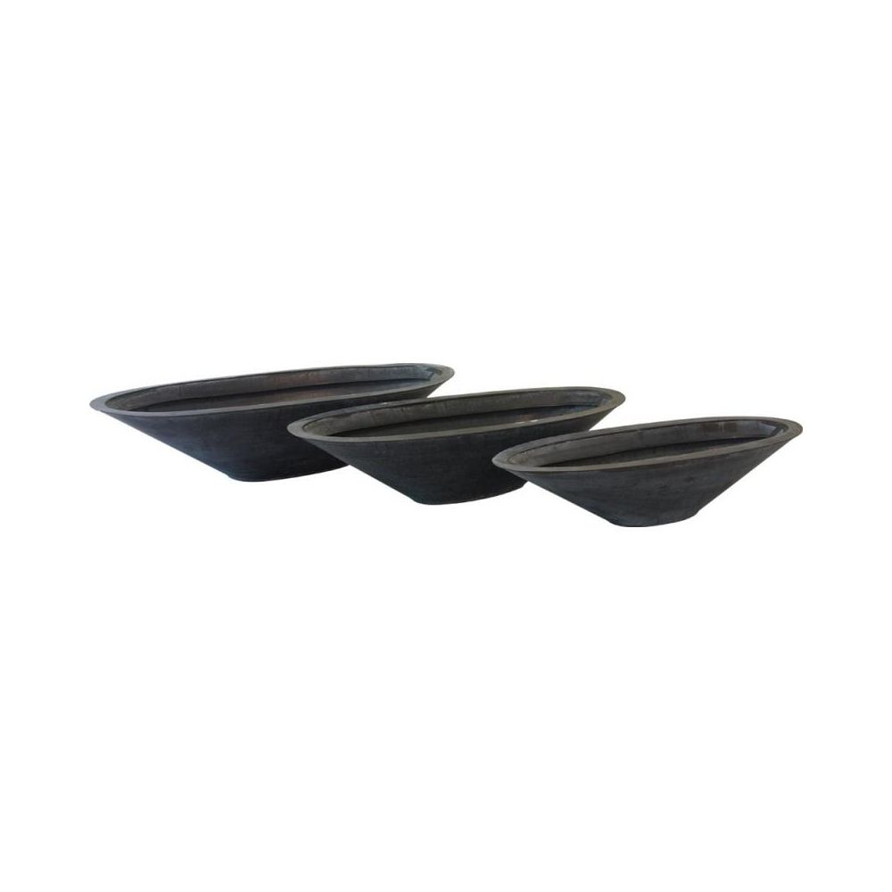Corbeilles ovales en zinc noir (lot de 3)