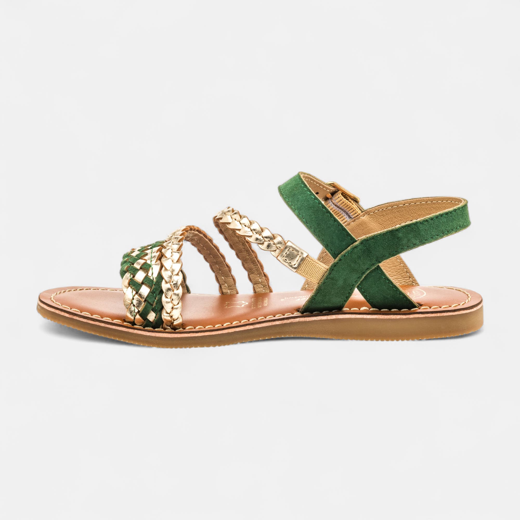 Nu-pieds Fille en cuir vert