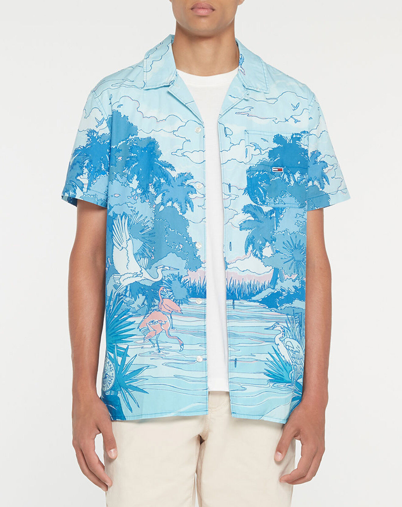 Tommy Jeans Chemise imprimé tropical bleue