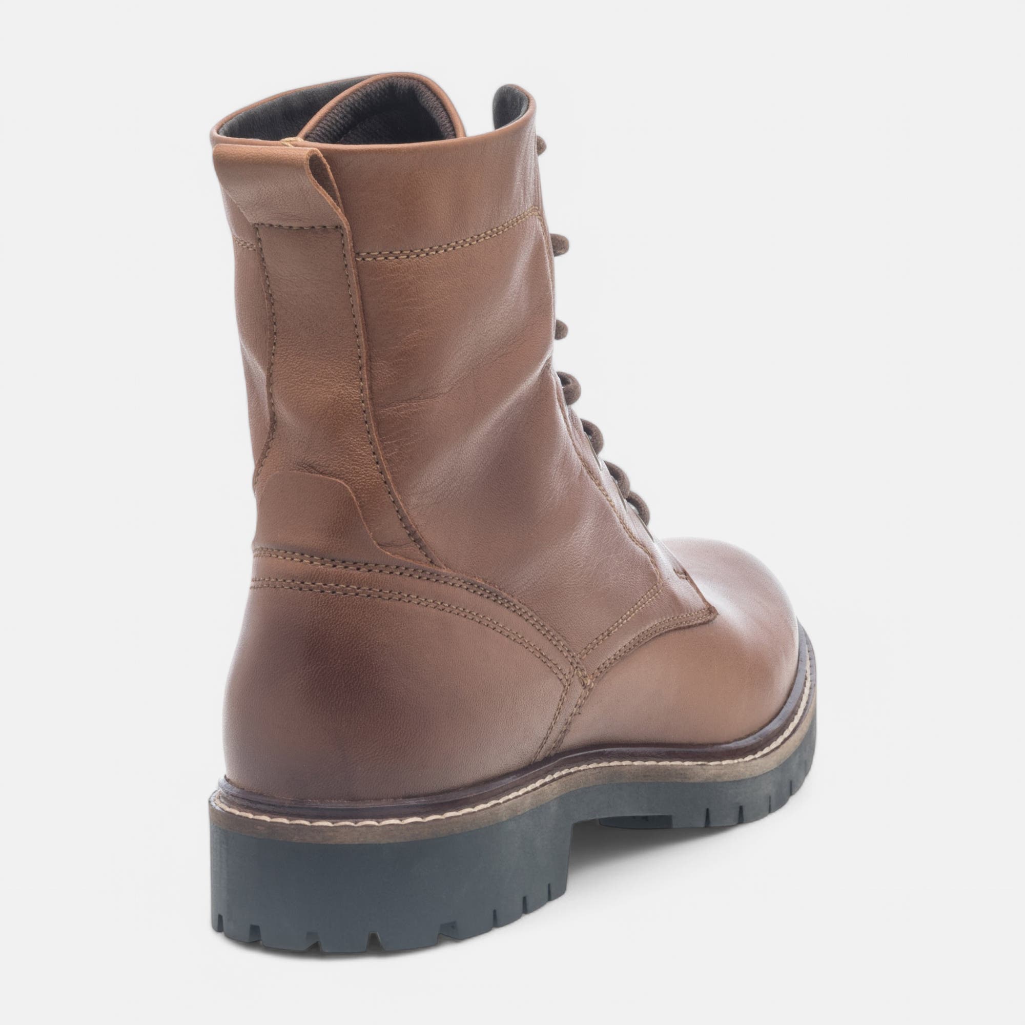 Bottines à lacets Femme en cuir cognac