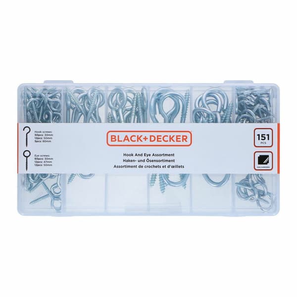 Sett med øyeskruer Black & Decker 151 Deler
