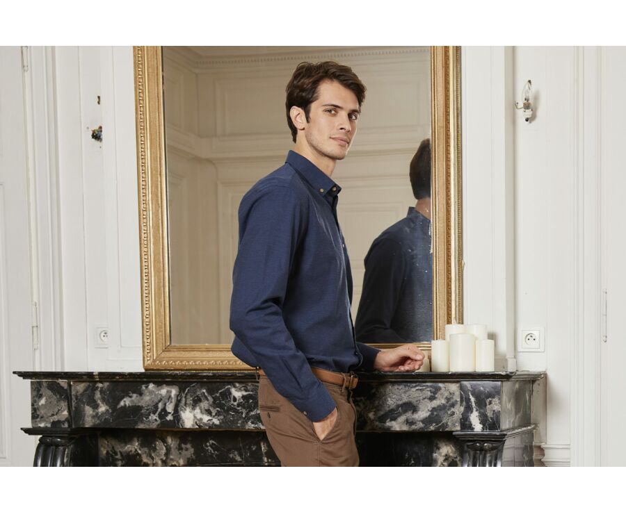Chemise flanelle Marine - Poche poitrine - ALEXANDER